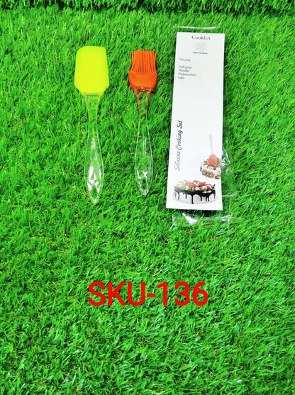 Cake Pastry Brush and Spatula Set, Silicone Baking Brush for Cakes (1 Set)