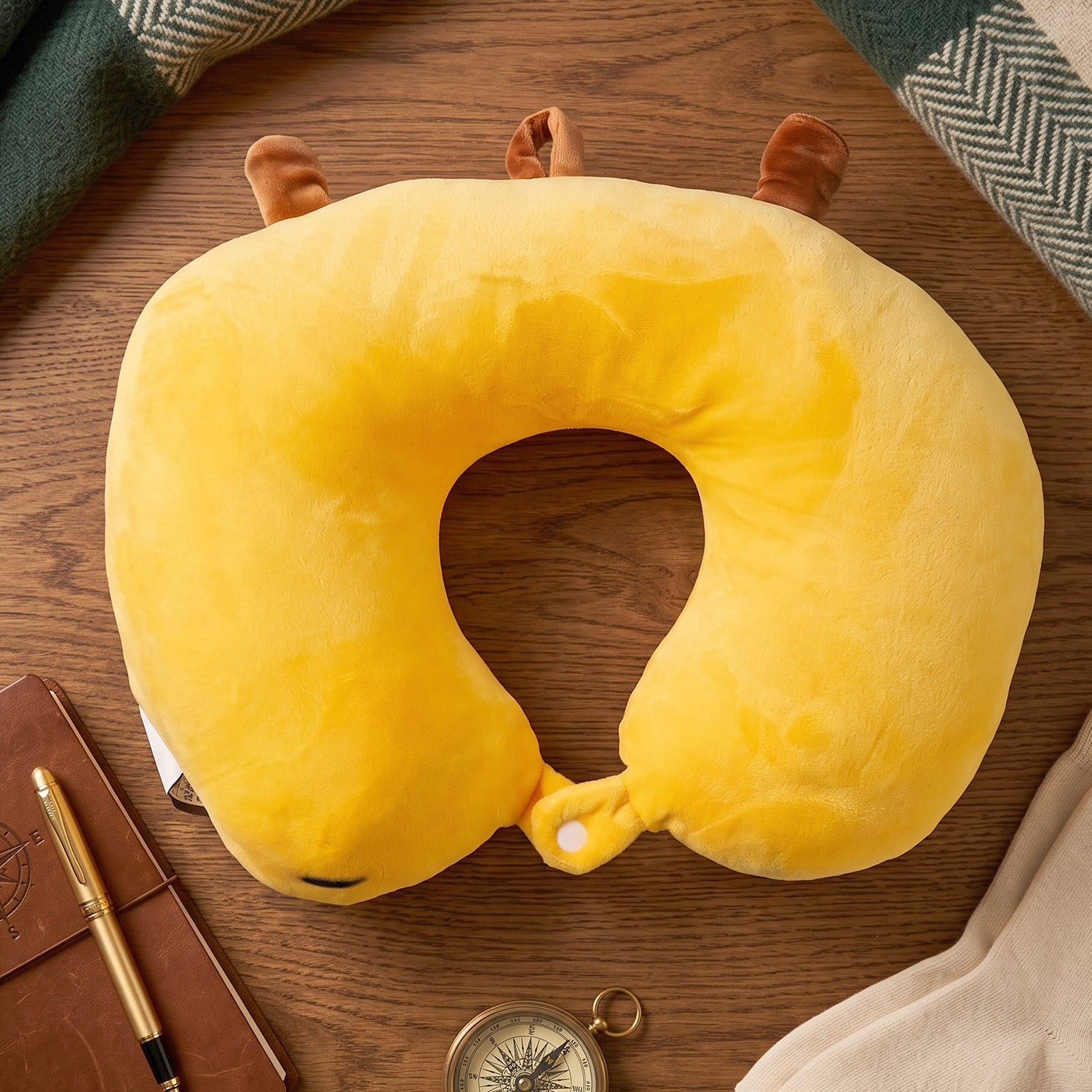Plush capybara travel cushion for napping on journeys