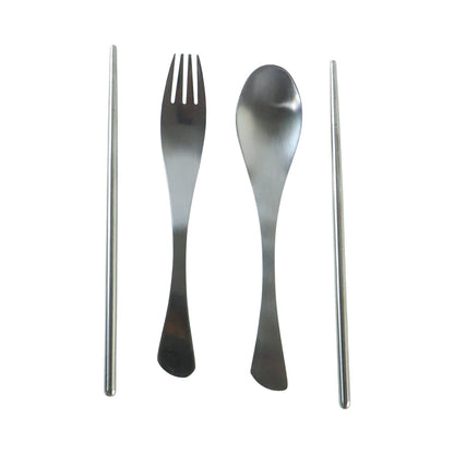Eco friendly reusable cutlery with spoon, fork and chopsticks