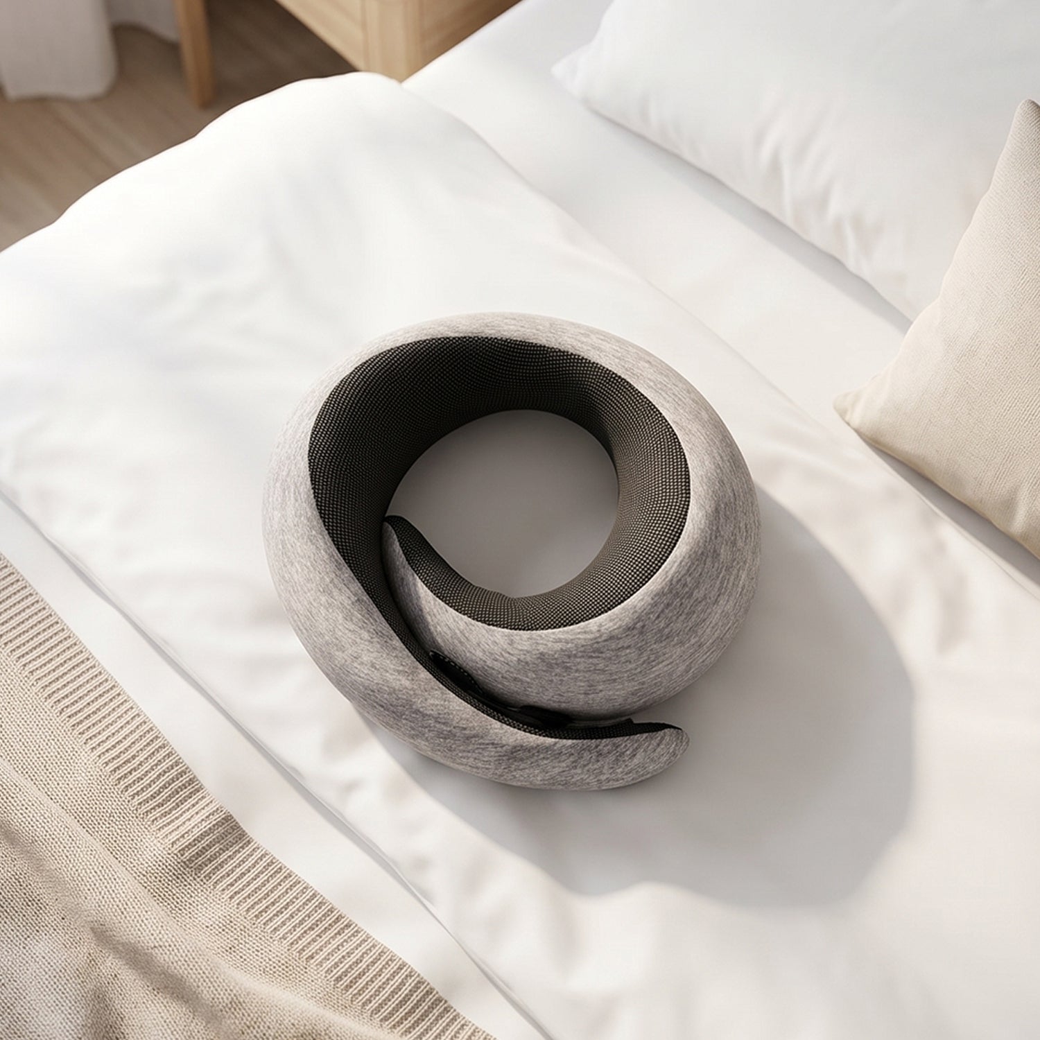 Plush travel neck pillow for planes, cars and trains